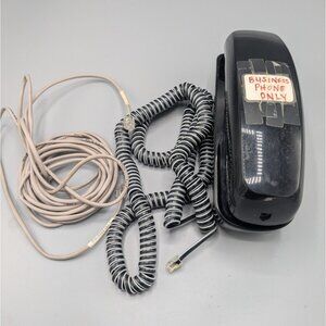 G TEL Vintage Wall Hang Business Only Phone Black No Dial Pad Long Cord Works
